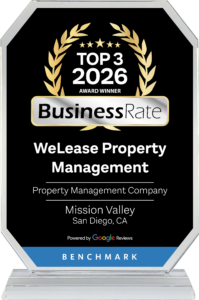 WeLease Property Management, Top 3 Property Management Company in Mission Valley San Diego, 2026 BusinessRate award.